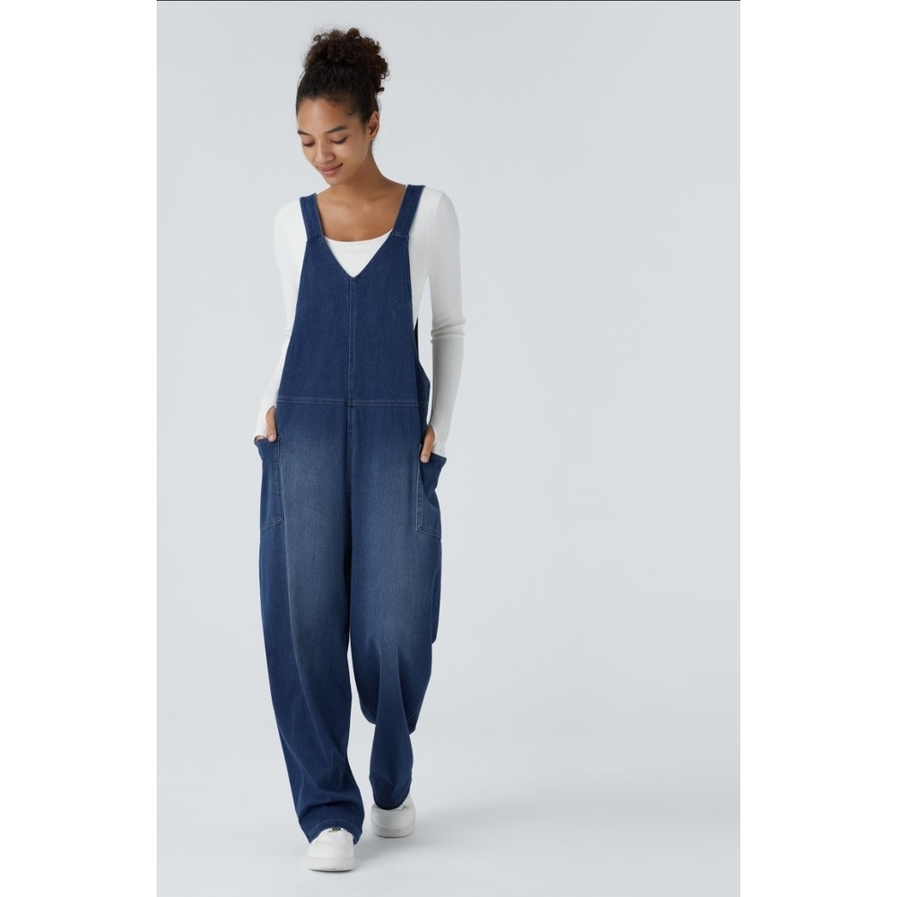HALARA Navy Blue Denim Jumpsuit Romper
